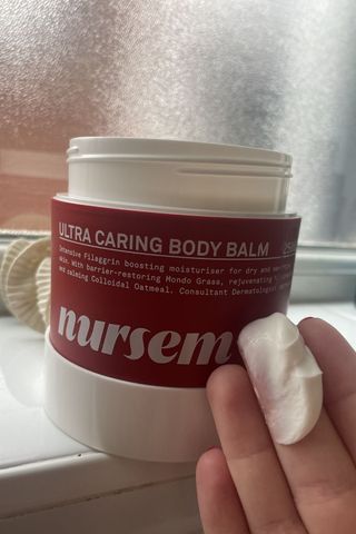 valeza testing the Nursem Caring Body Balm