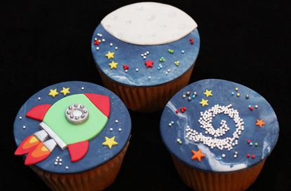 Fondant Space, Rocket and Star Toppers for Decorating Cupcakes