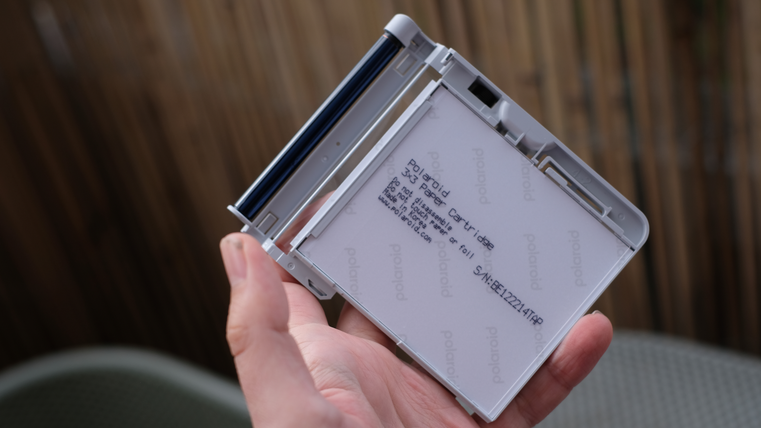 Photograph of Polaroid Hi-Print 3x3 mini instant printer cartridge