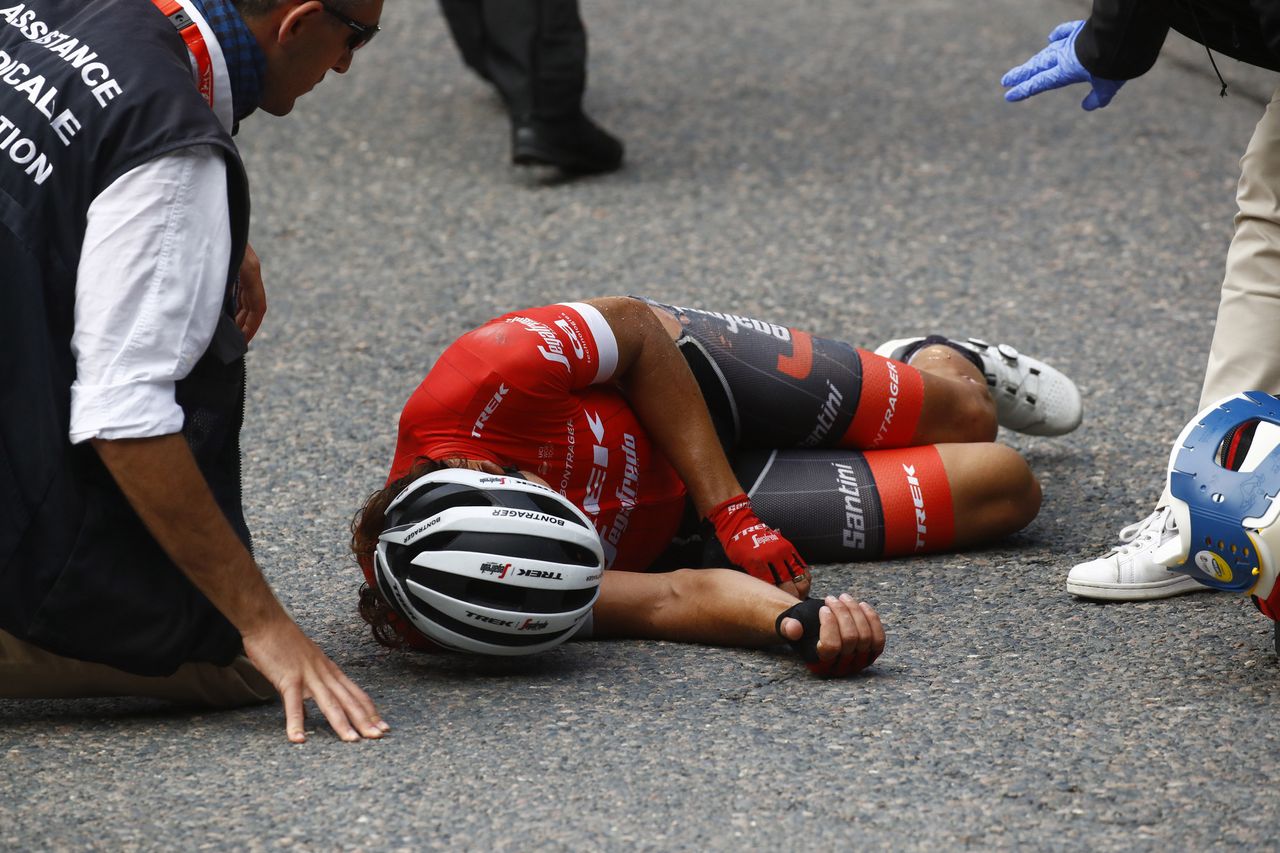 Kiel Reijnen took a while getting up after a crash