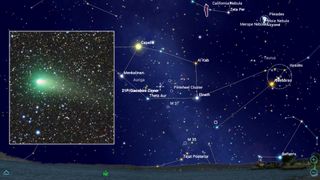 Recently, the periodically returning Comet 21P/Giacobini-Zinner has become bright enough to be seen in binoculars under dark skies. Next week, it will make its closest approach to Earth. Over the upcoming weeks, the path of the comet will carry it along the Milky Way, setting up a series of picturesque encounters with many deep-sky objects. Your favorite astronomy app can help you spot those events. This screen cap presents the sky at 1 a.m. local time on Sept. 8, 2018.
