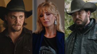 From left to right: Luke Grimes, Kelly Reilly and Cole Hauser in Yellowstone.