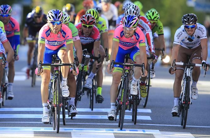 Lampre's Manuele Mori and Elia Favilli sprinted for second and third