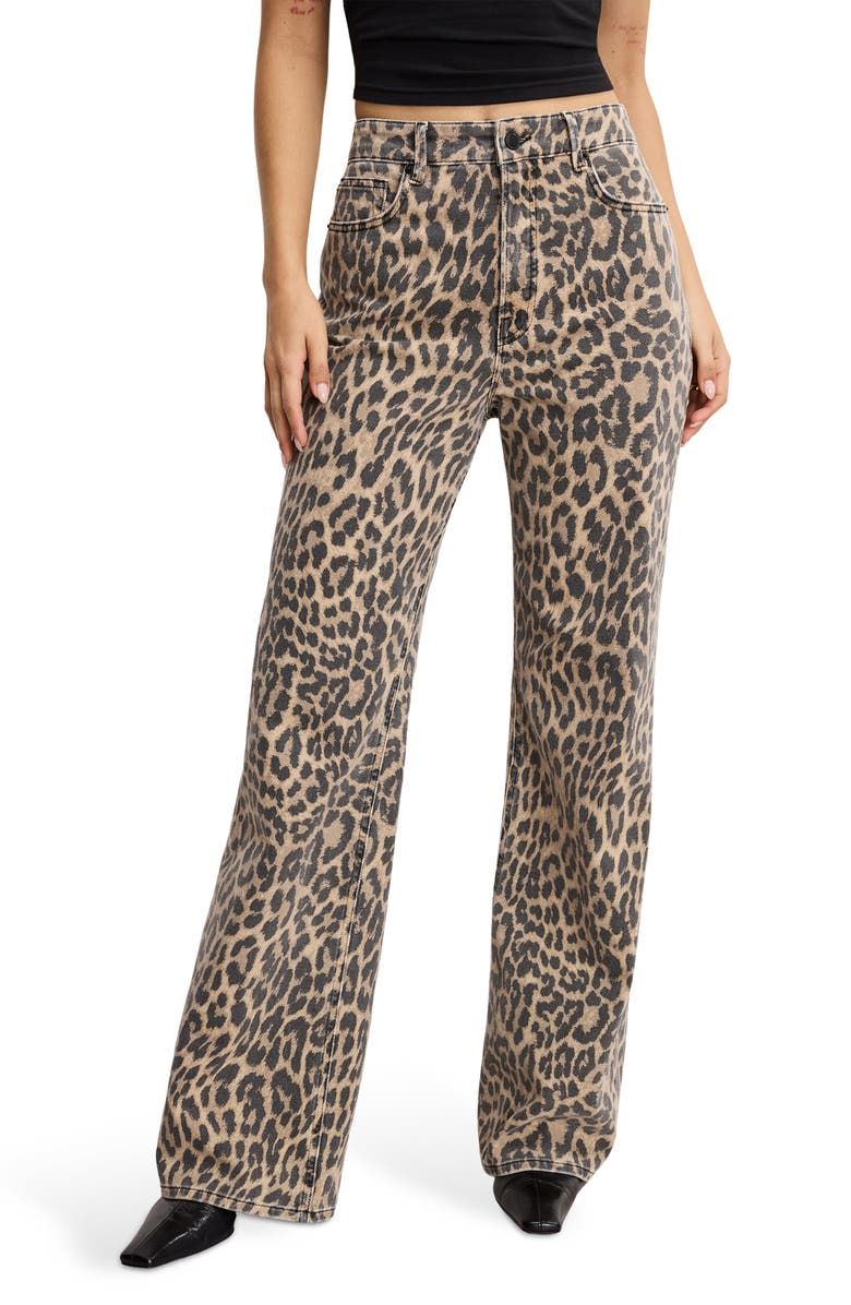 Good Standard Leopard Print Wide Leg Jeans