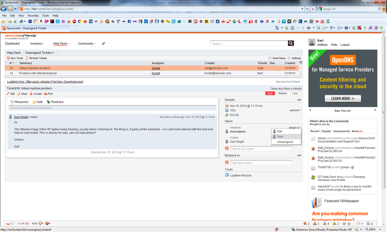 With the Helpdesk portal, you can see all the emails sent to your support team, assign a team member to deal with each proble
