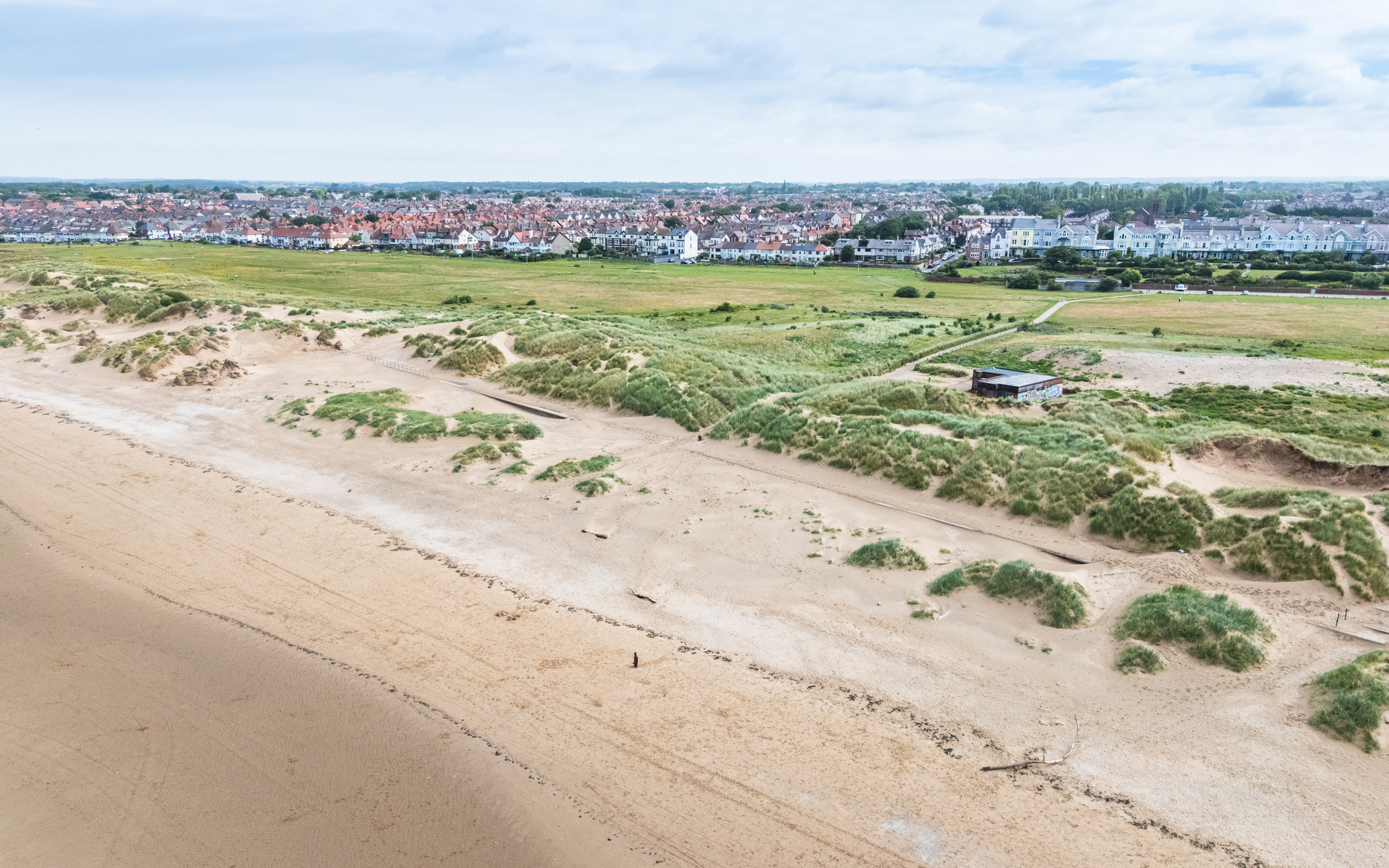 Looking down on the sand dunes along Crosby beach