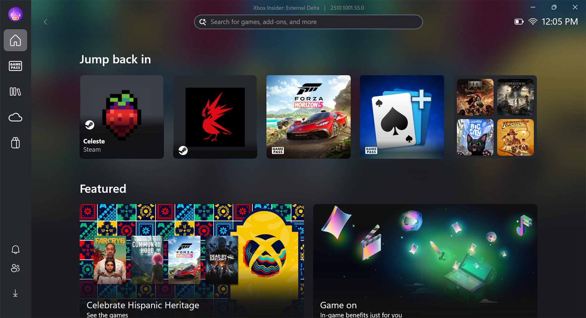 A screenshot of the Xbox Full Screen Experience on Xbox Ally.