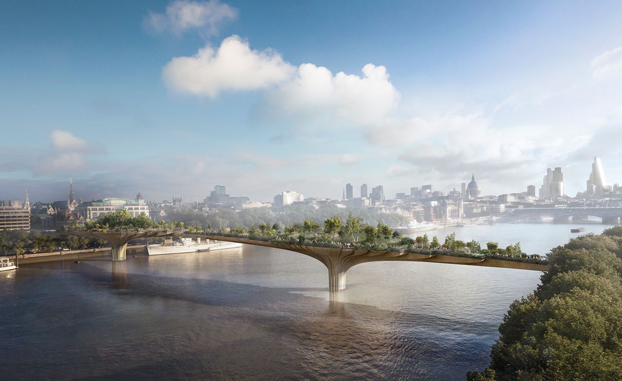 Green space bridge over the Thames