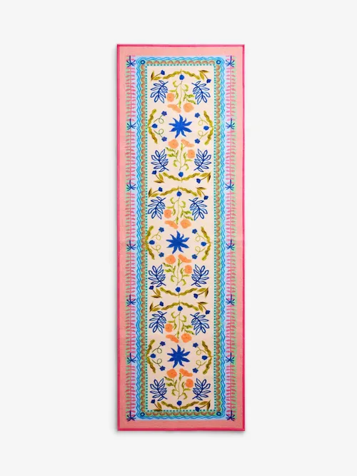 Multi Washable Bright Floral Print Runner