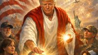 An AI-generated image posted by Donald Trump showing Trump as Jesus