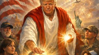 An AI-generated image posted by Donald Trump showing Trump as Jesus
