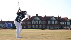 Haeran Ryu hits a shot into the 18th green at Royal Lytham & St Annes