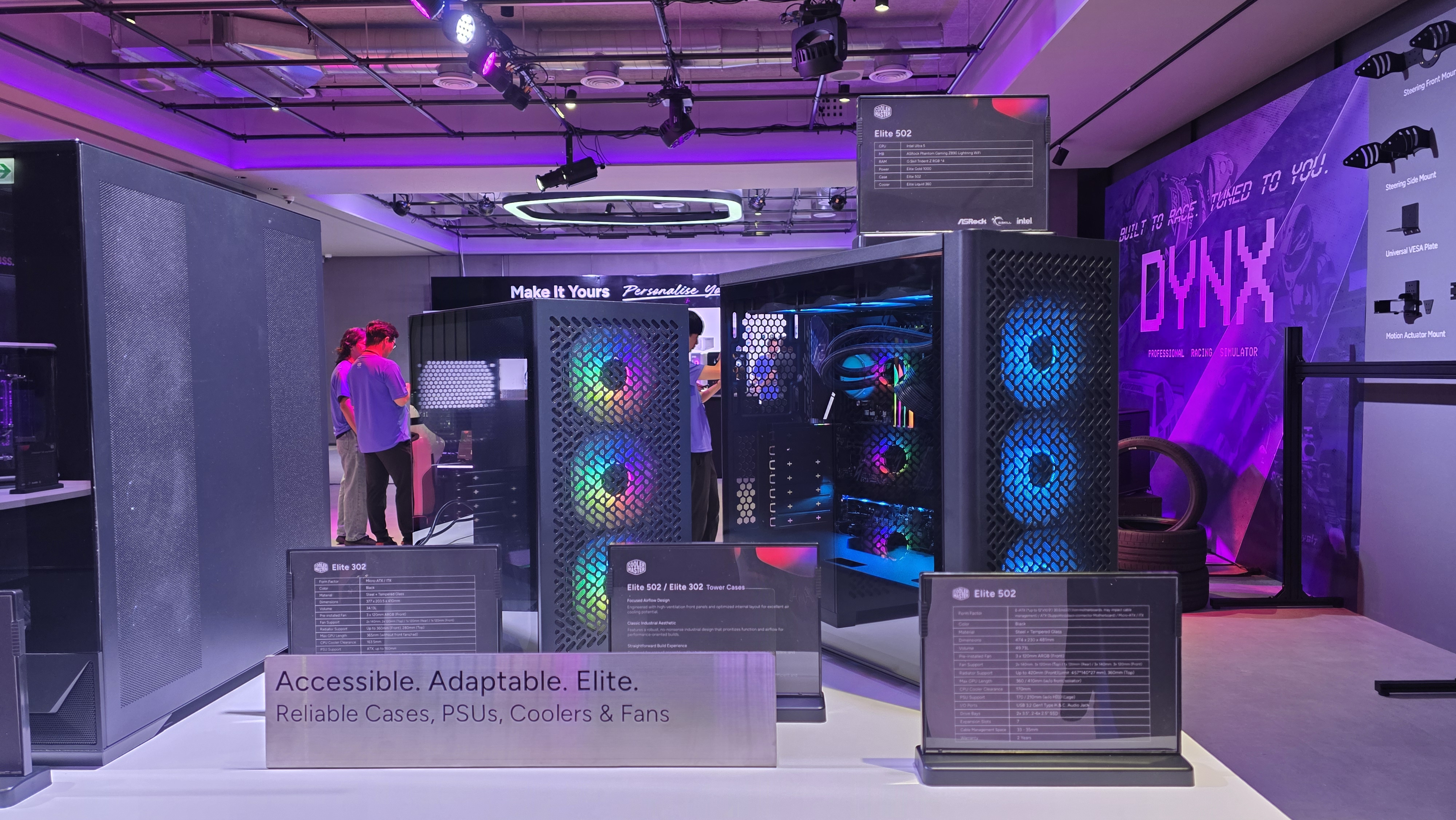 Cooler Master Elite cases on display at Computex 2025.