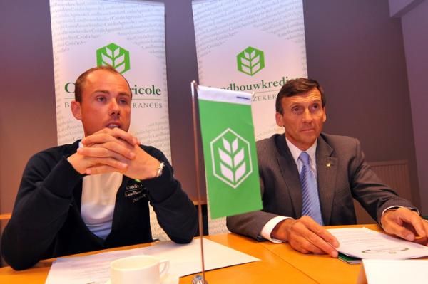 Sven Nys (l) and team manager Luc Versele at the press conference.