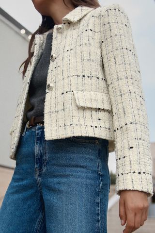 Textured Cropped Blazer