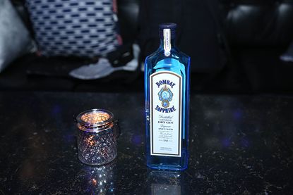 A Bombay Sapphire bottle.