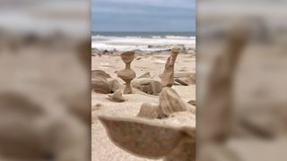 Some of the smaller sand sculptures in St. Joseph, Michigan.