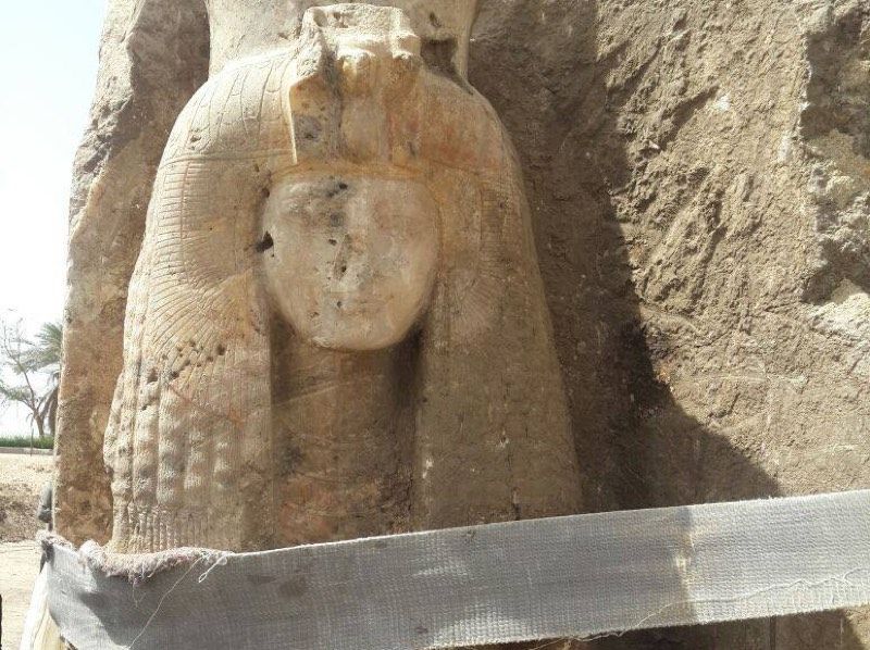 A statue that may depict Queen Tiye, the grandmother of King Tut, has been unearthed near Luxor.