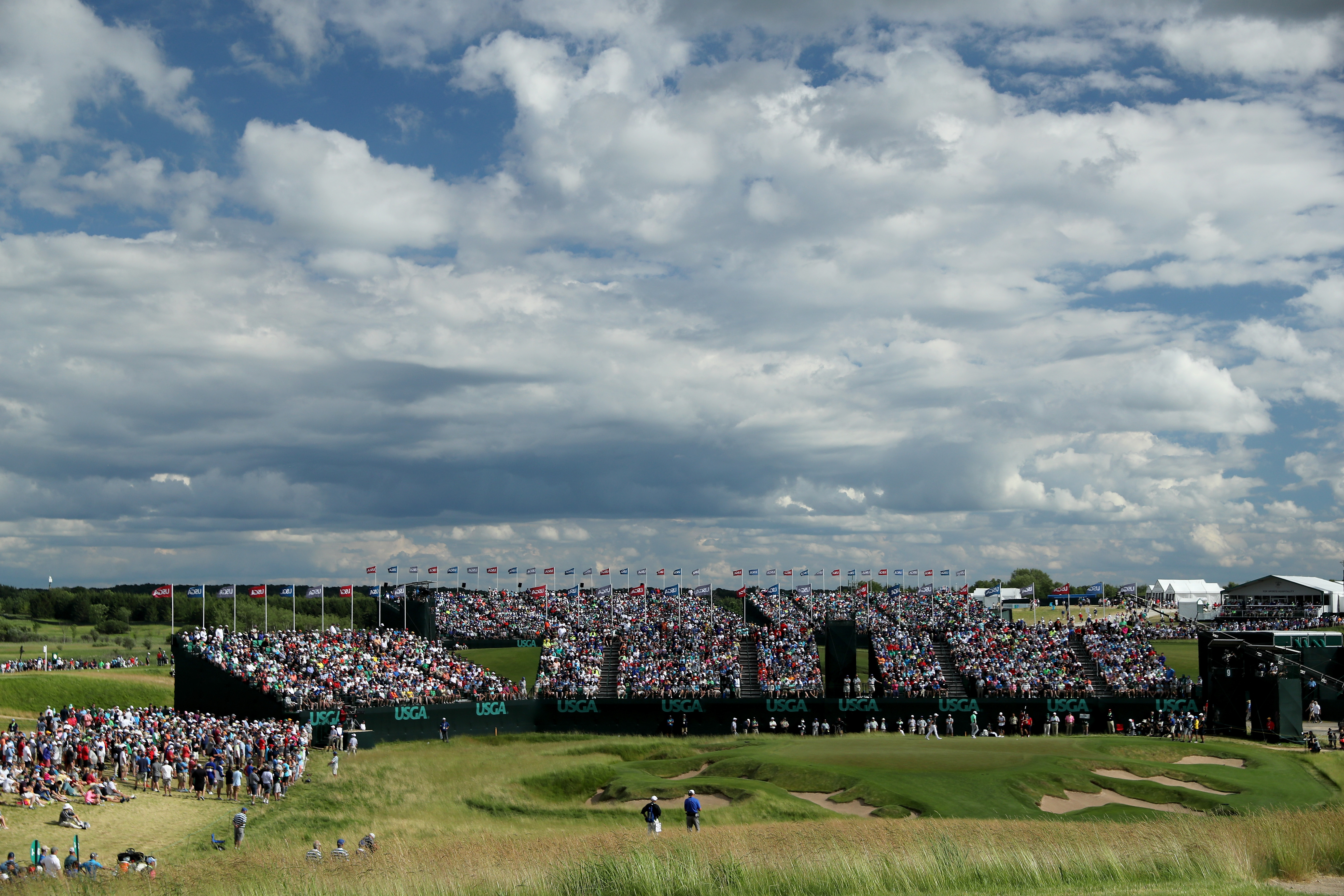 A general shot of the ninth hole at Erin Hills during the 2017 US Open