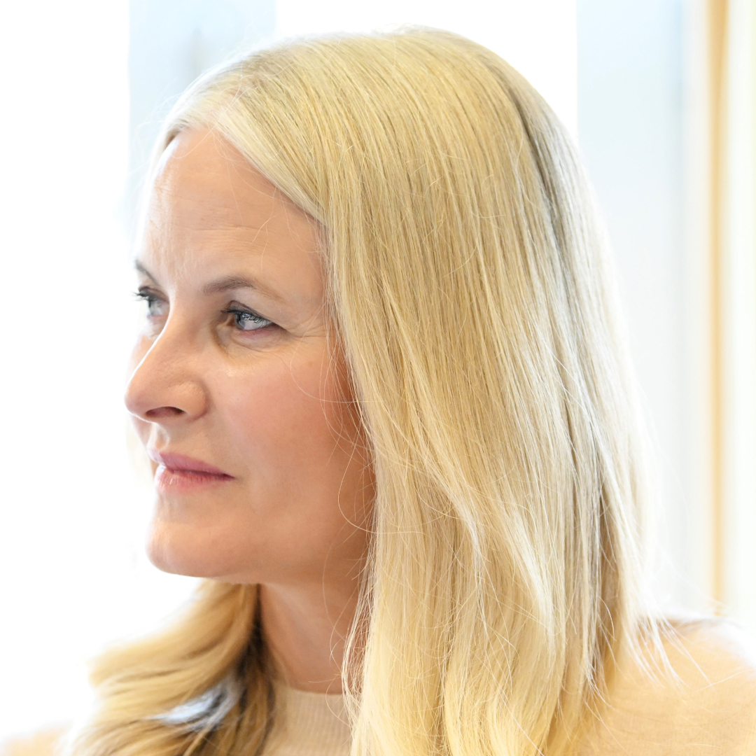 Crown Princess Mette-Marit looking serious 