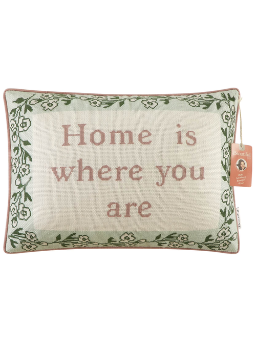 Sentiment Needlepoint Lumbar Decorative Pillow