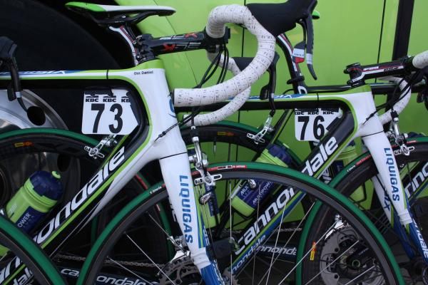 No deep section wheels for Daniel Oss (Liquigas-Cannondale) over the cobbles.