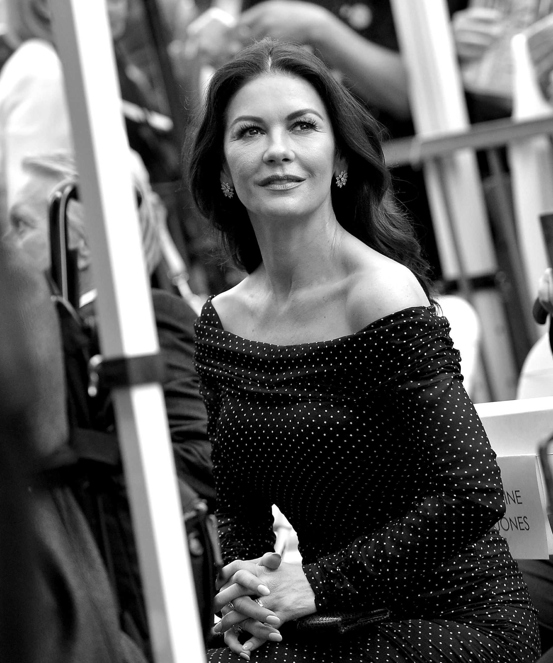 Catherine Zeta-Jones headshot in black and white