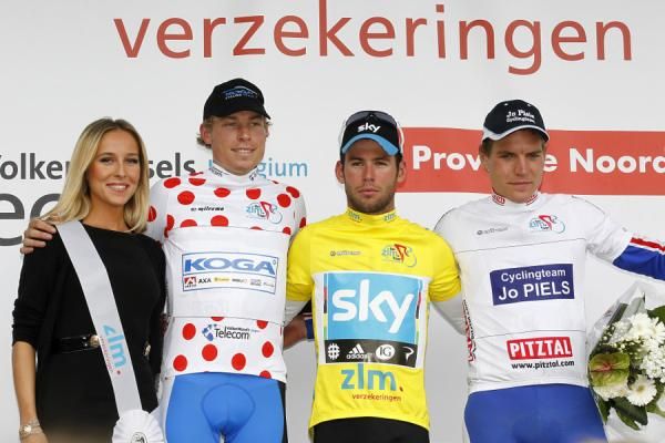 The classification leaders on the podium