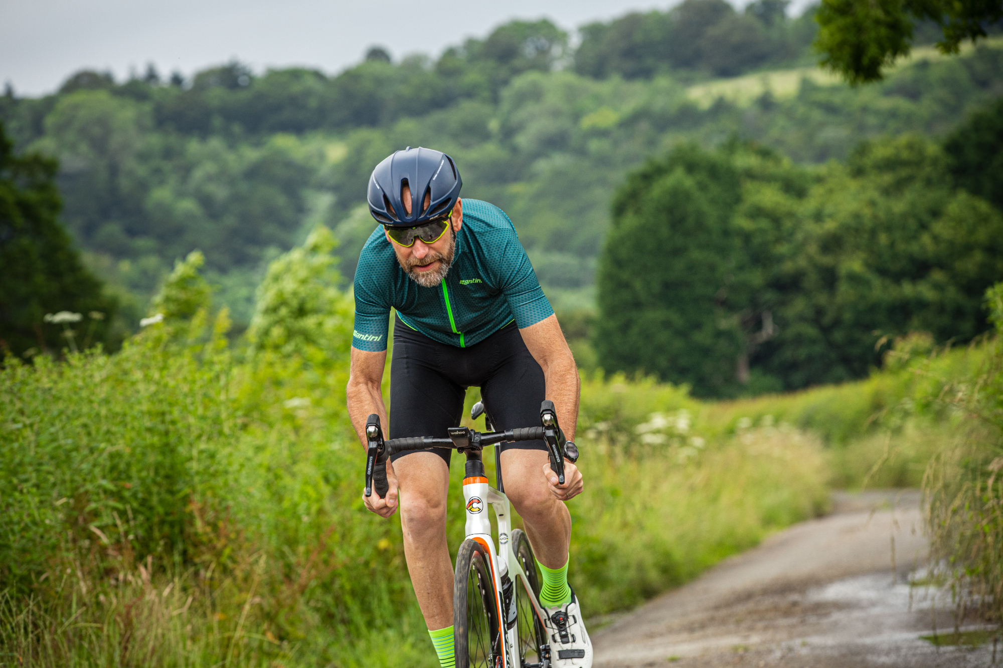 Image shows a person cycling