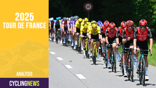 SCHWARZSEE, SWITZERLAND - JUNE 16: Ewen Costiou of France and Team Arkea - B&B Hotels leads the peloton during the 88th Tour de Suisse, Stage 2 a 177km stage from Aarau to Schwarzsee / #UCIWT / on June 16, 2025 in Schwarzsee, Switzerland. (Photo by Tim de Waele/Getty Images)