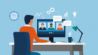 An illustration of a person using video conferencing