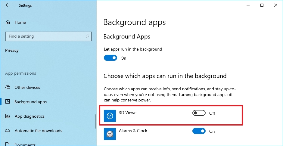 Windows 10 disable background apps