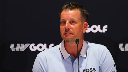 Henrik Stenson at a LIV Golf press conference