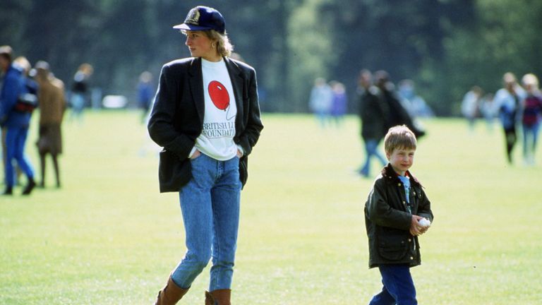Prince William with his mother Diana, Princess of Wales at G