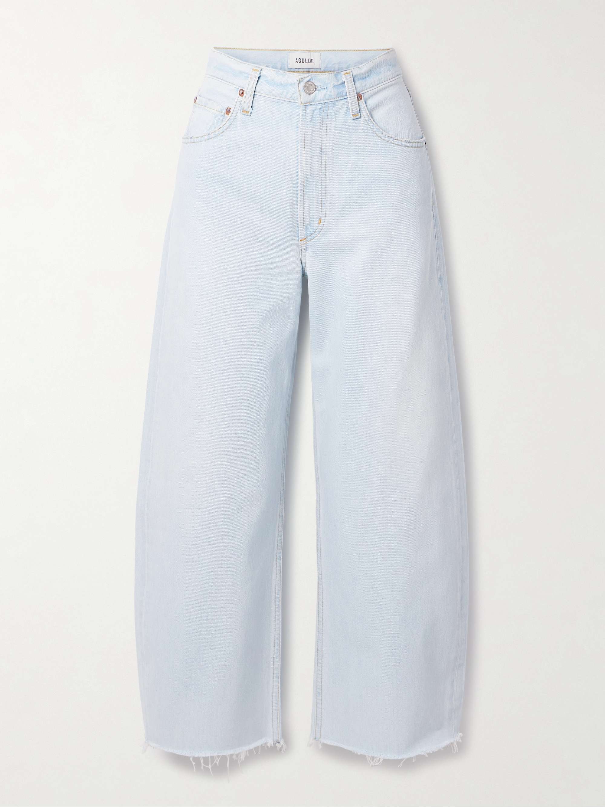 Low Curve Frayed Mid-Rise Wide-Leg Jeans