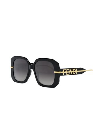 Oversized Logo Square Acetate & Metal Sunglasses