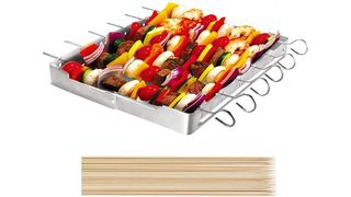 Unicook stainless steel and bamboo barbecue skewer set