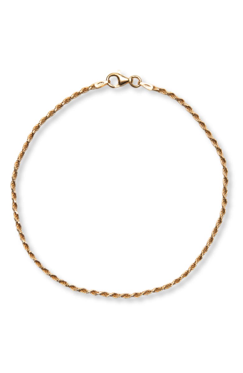 18k Gold Plate Sterling Silver Diamond Cut Anklet