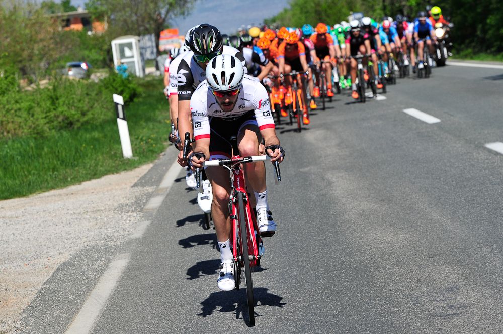 Trek - Segafredo on the front of the peloton