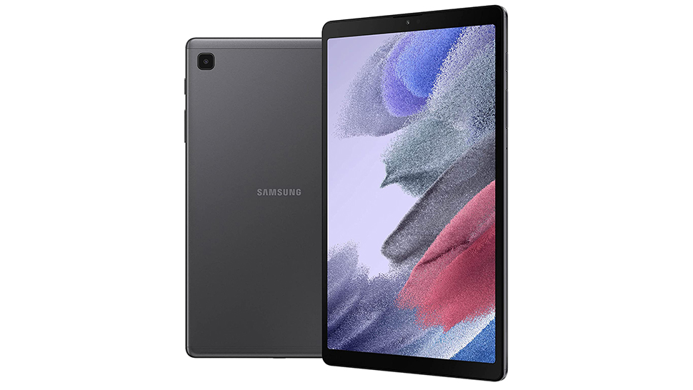 Das Samsung Galaxy Tab Lite auf weißem Hintergrund.