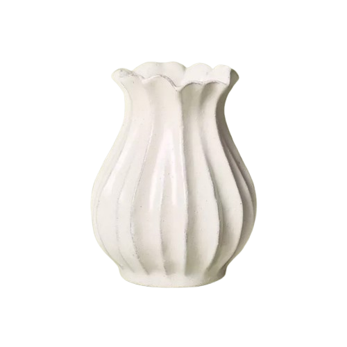 A white tulip shaped vase