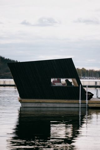 exterior detail of Oslo's floating sauna in Norway