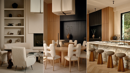 three images of house interior
