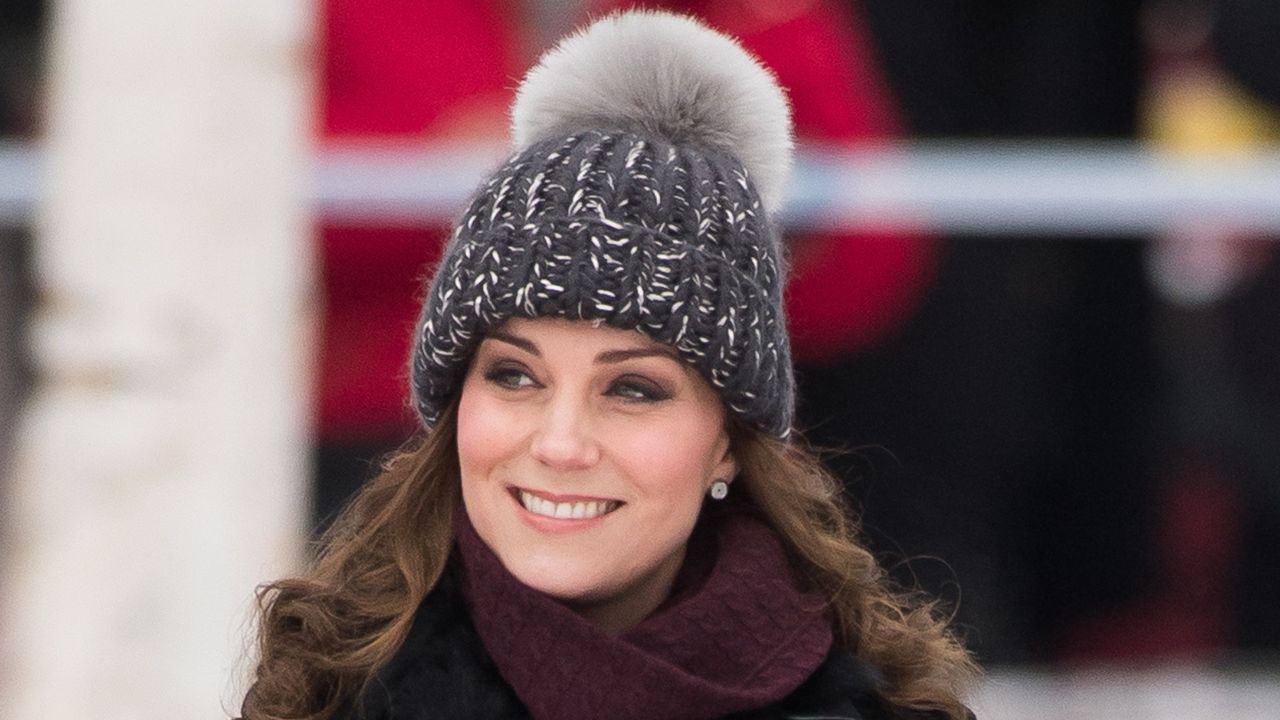 Kate Middleton wearing a knitted winter hat