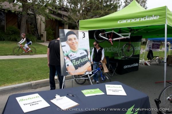 The Bahati tent desplayed a photo of there rider Jorge Alvardo along with what would have been his race number. Alvarado was killed last week while on a training ride by a teanager that lost control of his car while street racing