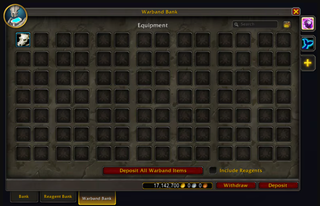 An example of a Warband bank in World of Warcraft: Dragonflight.