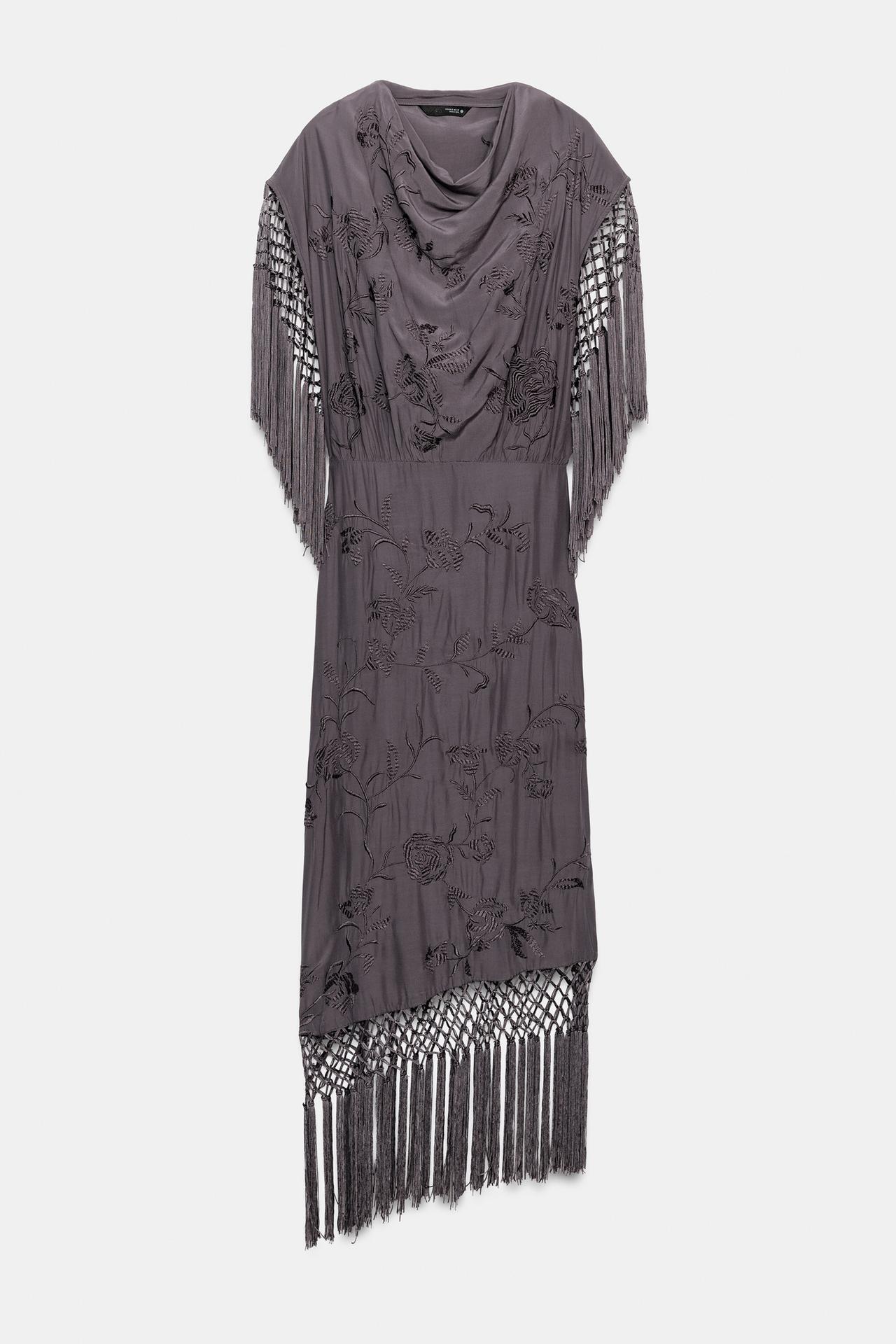 Zara, ZW Collection Embroidered Fringe Dress