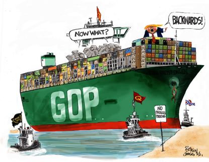 Political Cartoon U.S. trump gop suez canal