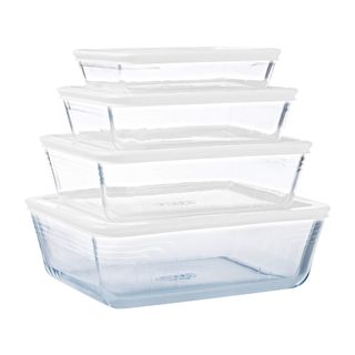 Pyrex Cook & Freeze Set of 4 Glass Dishes with Airtight Lids