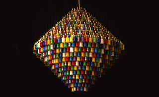 Chandelier, made from party poppers